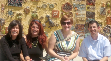 Stephanie in Israel with Naama, Naama, and Shmulik